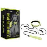 WhipSmart Glow In The Dark Collar with Nipple Clips & Leash - Glow in Dark Restraint - Image 1