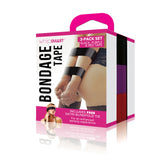 WhipSmart Bondage Tape 3-Pack with Blindfold - Set of 3 Coloured Bondage Tapes and Bonus Satin Blindfold - Image 1
