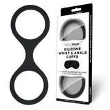 WhipSmart Silicone Wrist & Ankle Cuffs - Black - Black Restraints with Bonus Eye Mask - Image 1