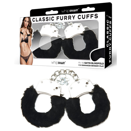 WhipSmart Classic Furry Cuffs - Black Furry Restraints