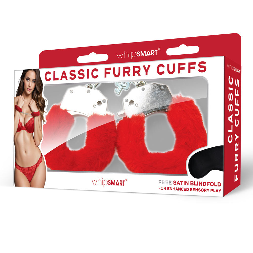 WhipSmart Classic Furry Cuffs - Red Furry Restraints