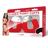 WhipSmart Classic Furry Cuffs - Red - Red Furry Restraints with Bonus Eye Mask - Image 3