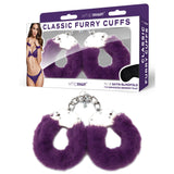 WhipSmart Classic Furry Cuffs - Purple - Purple Furry Restraints with Bonus Eye Mask - Image 1