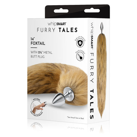 WhipSmart Furry Tales 14 Inch Brown Fox Tail - Metal 6.3 cm Butt Plug with Brown Fox Tail - Image 1
