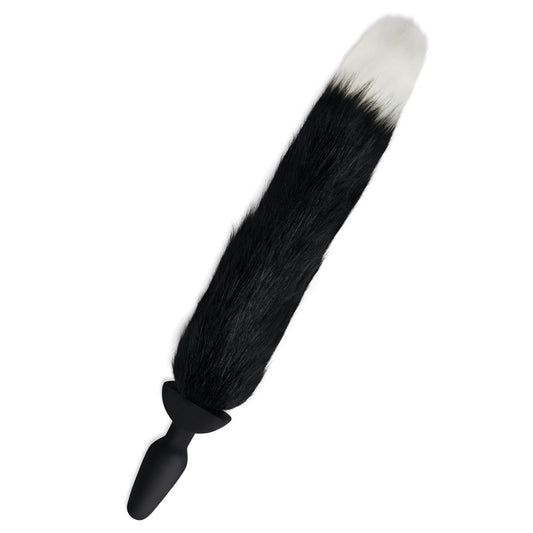 WhipSmart Furry Tales Silicone Foxtail Rechargeable Butt Plug - Black