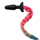 WhipSmart Furry Tales Silicone Rainbow Tail - Black 8.9 cm Butt Plug with Rainbow Tail - Image 2