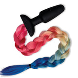 WhipSmart Furry Tales Silicone Rainbow Tail - Black 8.9 cm Butt Plug with Rainbow Tail - Image 5