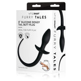 WhipSmart Furry Tales 3'' Silicone Doggy Tail Butt Plug - Black 7.6 cm Butt Plug with Doggy Tail - Image 1