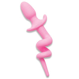 WhipSmart Furry Tales 3.5 Inch Silicone Piggy Tail Butt Plug - Pink 8.9 cm Butt Plug with Pig Tail - Image 2