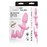 WhipSmart Furry Tales 3.5 Inch Silicone Piggy Tail Butt Plug - Pink 8.9 cm Butt Plug with Pig Tail - Image 1
