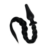WhipSmart Furry Tales 4 Inch Silicone Pony Tail Butt Plug - Black 10.1 cm Butt Plug with Black Pony Tail - Image 2