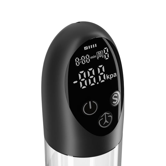 LuvPump Smart Penis Pump. The clear product shown with its retail packaging on white.