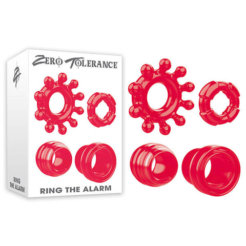 Zero Tolerance Ring The Alarm - Red Cock Rings - Set of 4 - Image 1