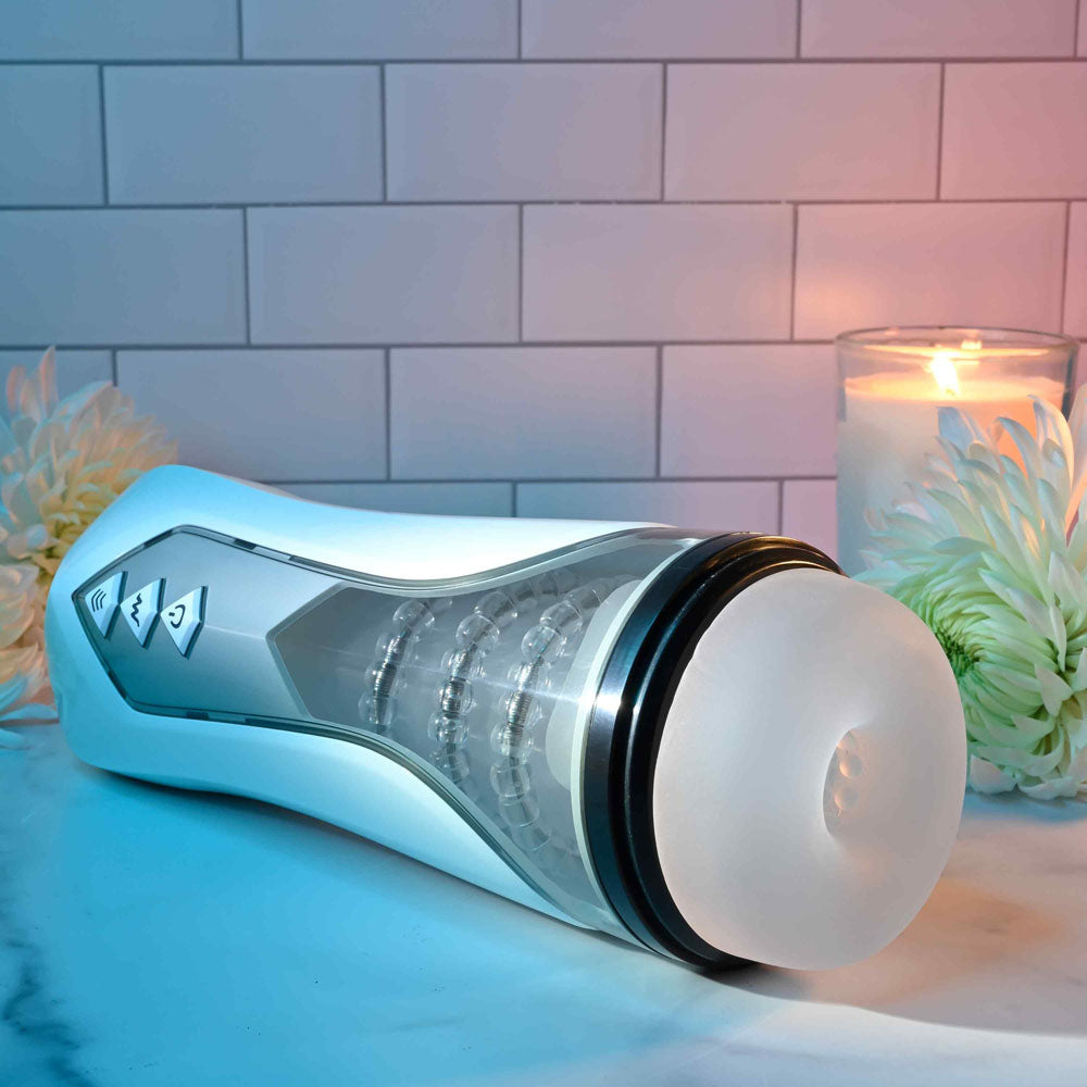 Zero Tolerance STROKING BUDDY - White Vibrating & Thrusting Stroker