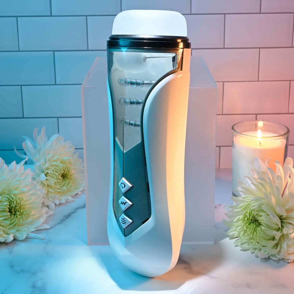 Zero Tolerance STROKING BUDDY - White Vibrating & Thrusting Stroker