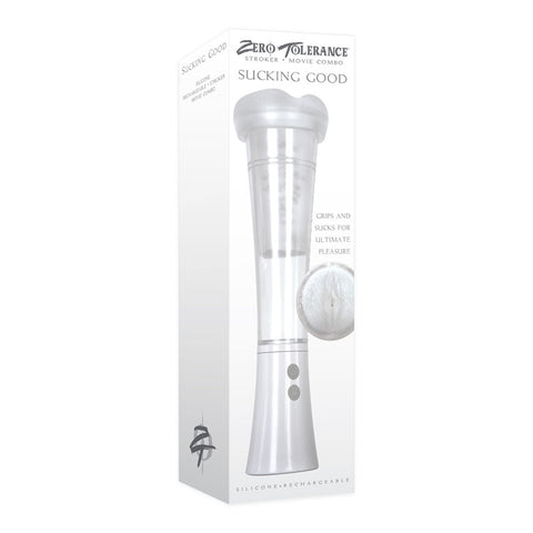 Zero Tolerance Sucking Good - White USB Rechargeable Vibrating Masturbator - Image 1