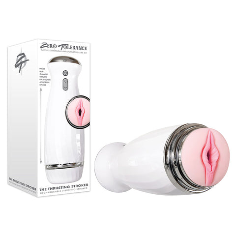 Zero Tolerance The Thrusting Stroker - White USB Rechargeable Thrusting Masturbator - Image 1