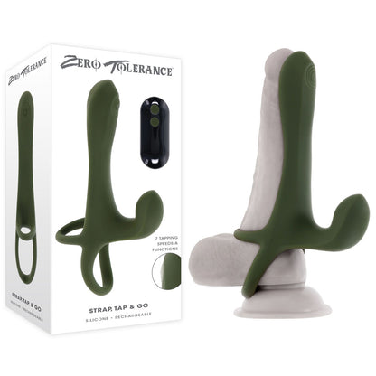Zero Tolerance STRAP, TAP & GO - Green Vibrating & Tapping Penis