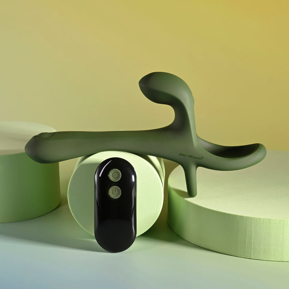 Zero Tolerance STRAP, TAP & GO - Green Vibrating & Tapping Penis