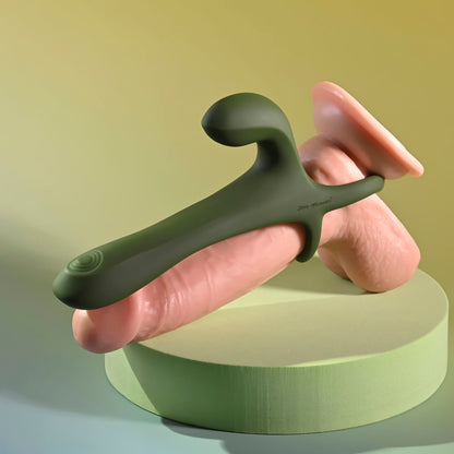Zero Tolerance STRAP, TAP & GO - Green Vibrating & Tapping Penis