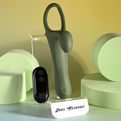 Zero Tolerance STRAP, TAP & GO - Green Vibrating & Tapping Penis