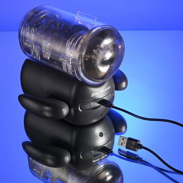 Zero Tolerance HOLD ME TIGHT - Black USB Rechargeable Vibrating Auto Stroker with Phone Holder