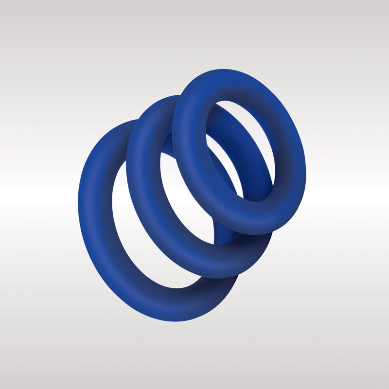 Zolo Extra Thick Silicone Cock Rings 3-Pack - Blue Thick Cock Rings