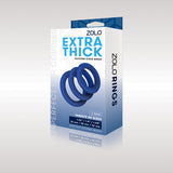 Zolo Extra Thick Silicone Cock Rings 3-Pack - Blue Thick Cock Rings - Set of 3 Sizes - Image 1