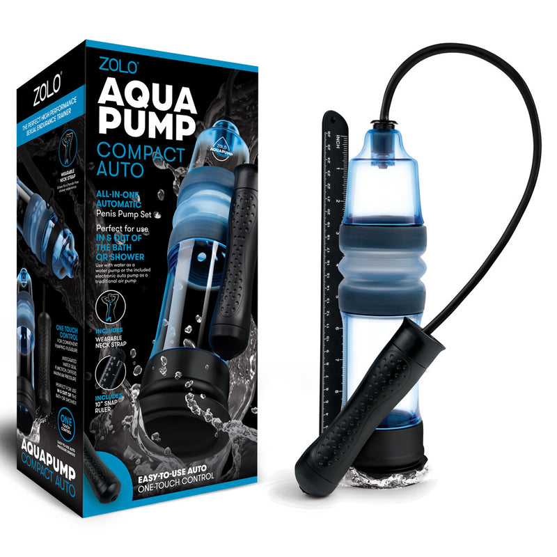 Zolo Aquapump Compact Auto Blue Penis Pump for Enhanced Pleasure
