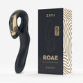 Black and gold pleasure vibrator with Zini packaging on a white background