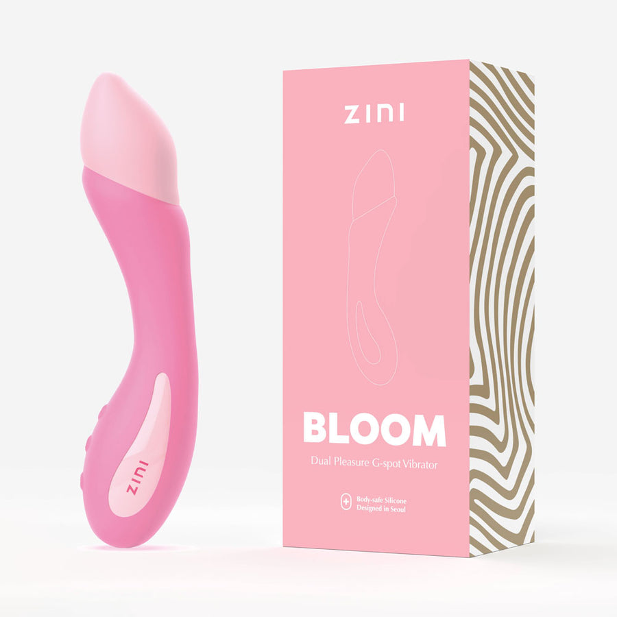 Pink Zini Bloom product with packaging on a white background