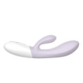 White and purple device on a white background