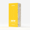 Yellow packaging box for ZINI DEW product on a white background