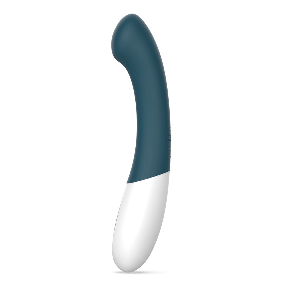 Two-toned knife with blue handle and white blade on a white background