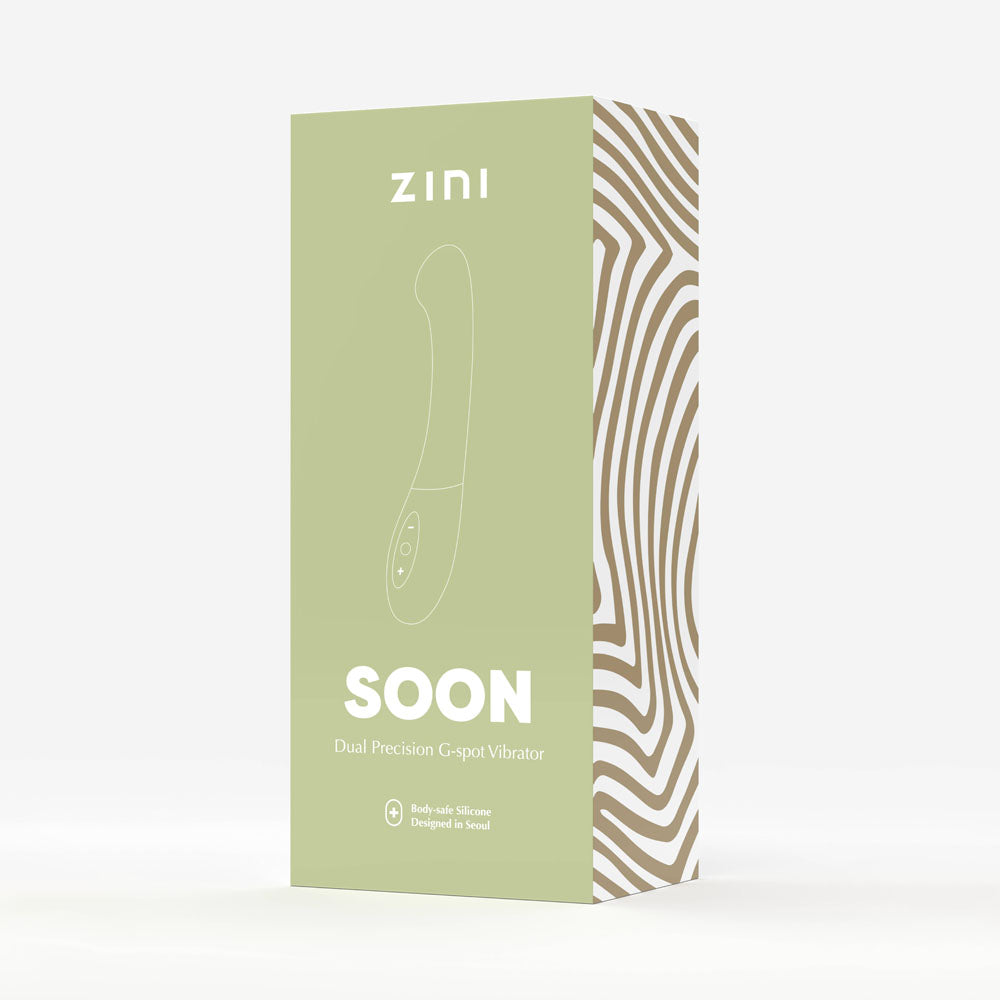 Zini product packaging with 'SOON' text on a light green background