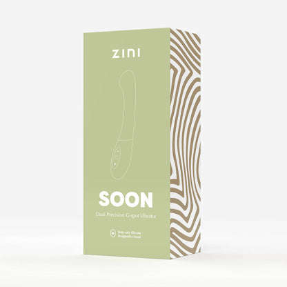 Zini product packaging with 'SOON' text on a light green background